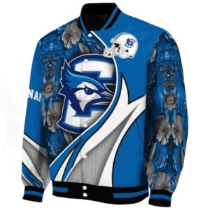 personalized creighton bluejays floral print blue jacket best selling jacketwow