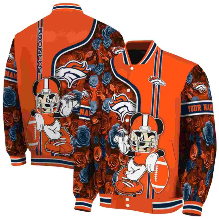 personalized denver broncos rose mickey orange jacket fashion forward jacketwow