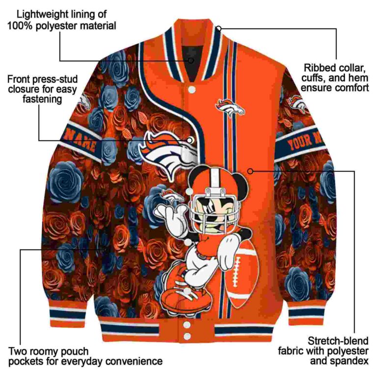 personalized denver broncos rose mickey orange jacket new arrival jacketwow
