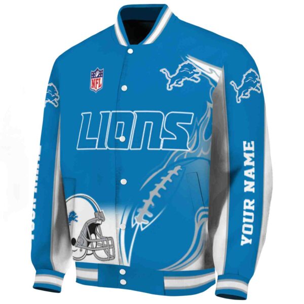 personalized detroit lions flaming football blue white jacket best selling jacketwow