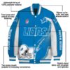 personalized detroit lions flaming football blue white jacket new arrival jacketwow