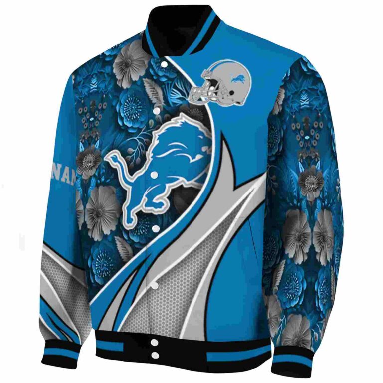 personalized detroit lions floral print blue jacket best selling jacketwow