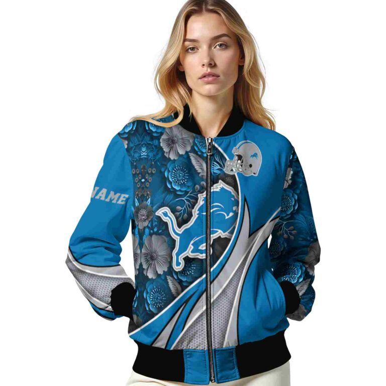 personalized detroit lions floral print blue jacket latest model jacketwow