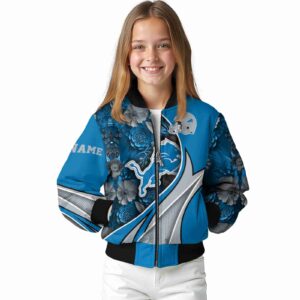 personalized detroit lions floral print blue jacket top rated jacketwow