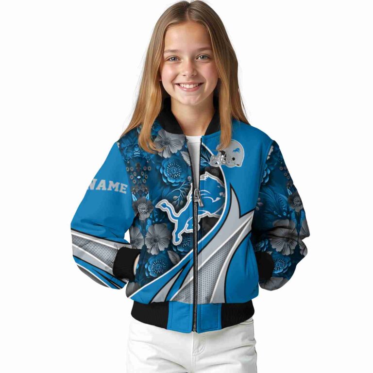 personalized detroit lions floral print blue jacket top rated jacketwow