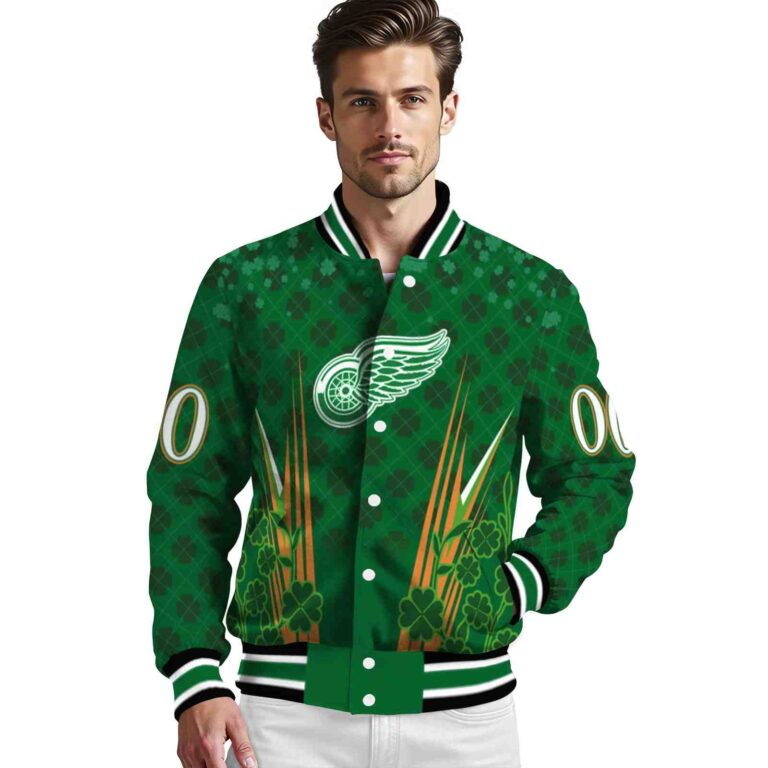 personalized detroit red wings shamrock pattern green jacket high quality jacketwow