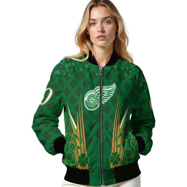 personalized detroit red wings shamrock pattern green jacket latest model jacketwow