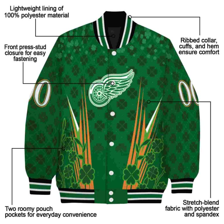 personalized detroit red wings shamrock pattern green jacket new arrival jacketwow
