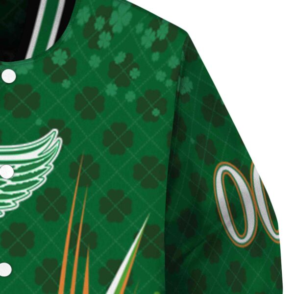 personalized detroit red wings shamrock pattern green jacket premium grade jacketwow
