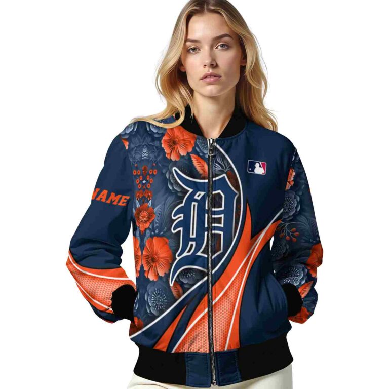personalized detroit tigers floral print navy jacket latest model jacketwow