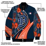 personalized detroit tigers floral print navy jacket best selling jacketwow