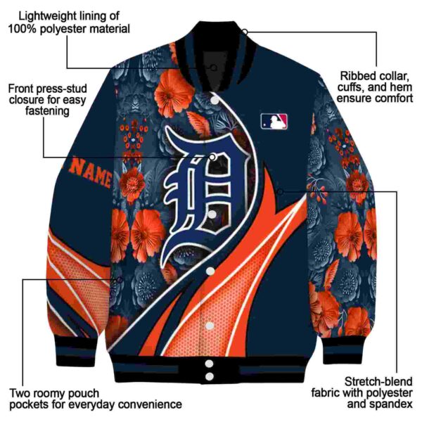 personalized detroit tigers floral print navy jacket new arrival jacketwow