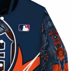 personalized detroit tigers floral print navy jacket premium grade jacketwow