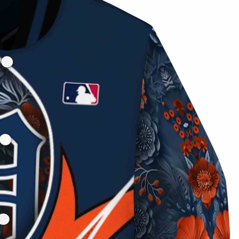 personalized detroit tigers floral print navy jacket premium grade jacketwow