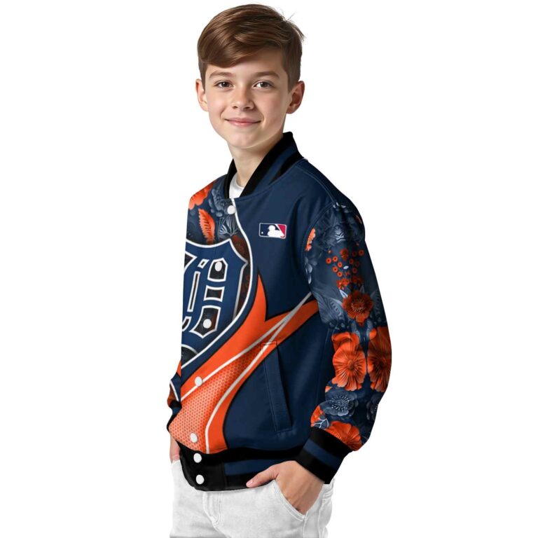 personalized detroit tigers floral print navy jacket trendy jacketwow