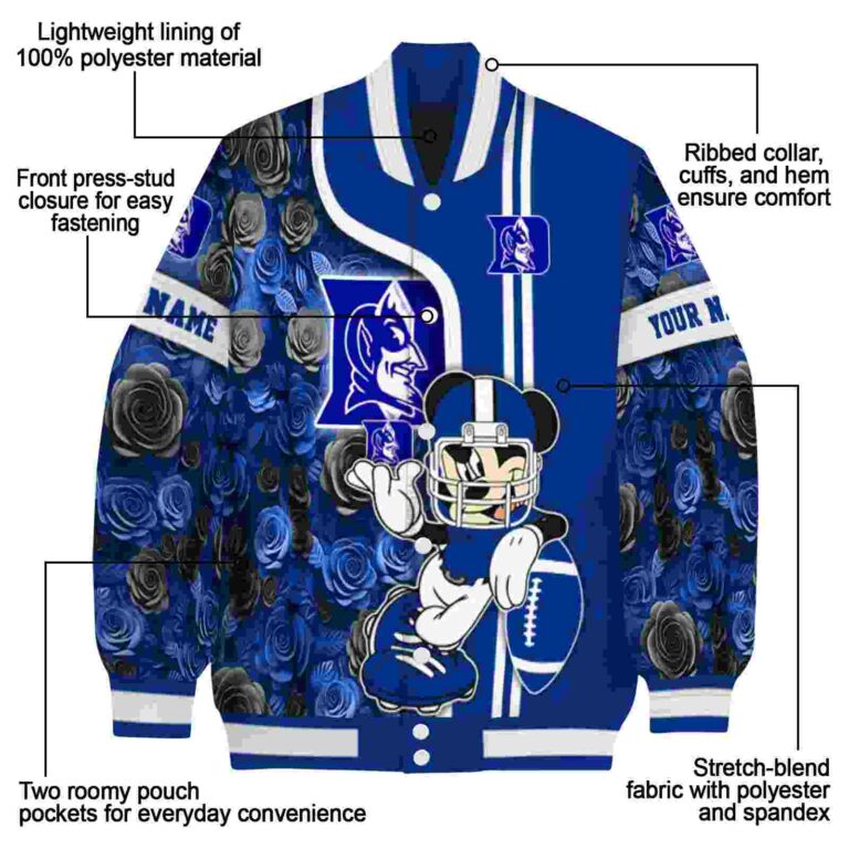 personalized duke blue devils rose mickey blue jacket new arrival jacketwow