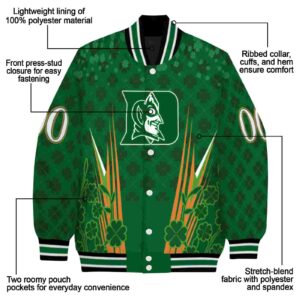 personalized duke blue devils shamrock pattern green jacket new arrival jacketwow