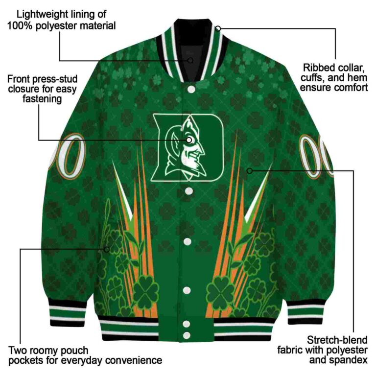 personalized duke blue devils shamrock pattern green jacket new arrival jacketwow