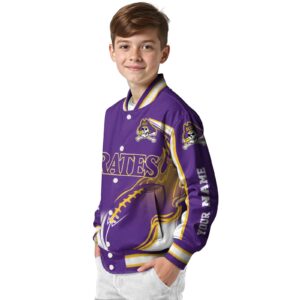 personalized east carolina pirates flaming football purple white jacket trendy jacketwow