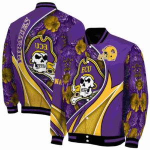 personalized east carolina pirates floral print purple jacket fashion forward jacketwow
