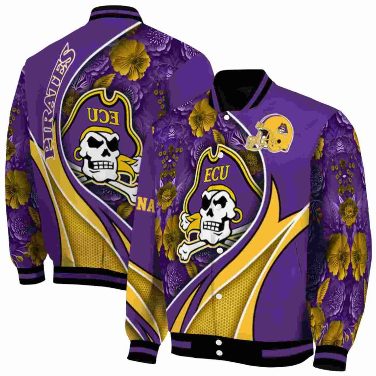 personalized east carolina pirates floral print purple jacket fashion forward jacketwow