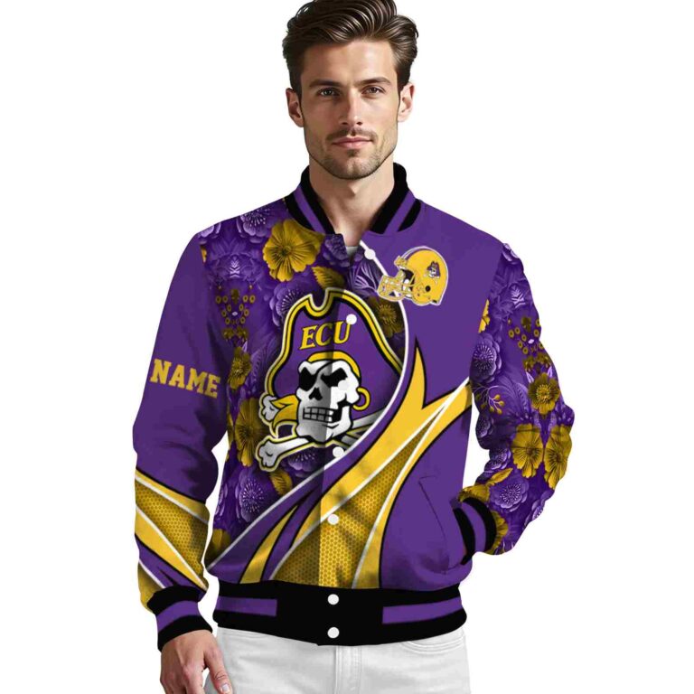 personalized east carolina pirates floral print purple jacket high quality jacketwow