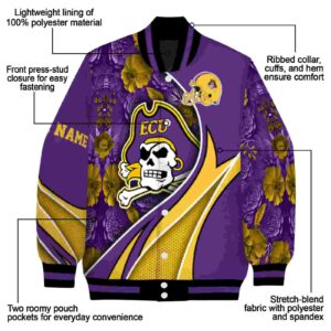 personalized east carolina pirates floral print purple jacket new arrival jacketwow
