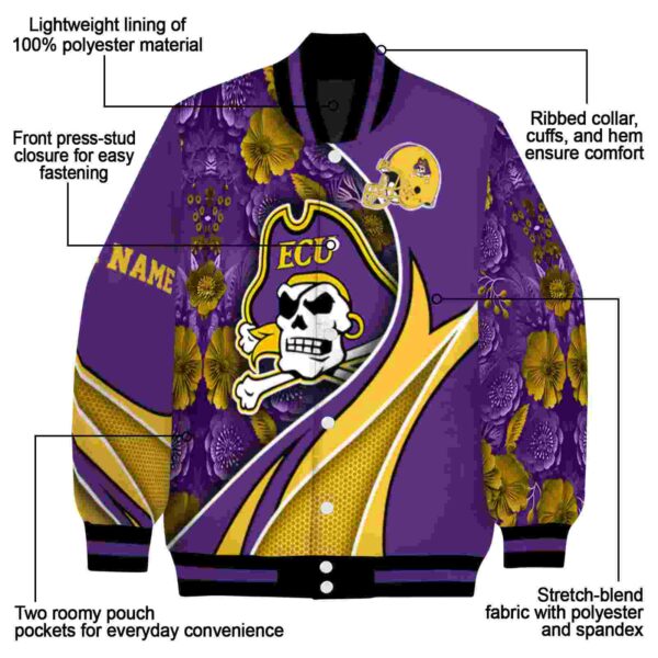 personalized east carolina pirates floral print purple jacket new arrival jacketwow