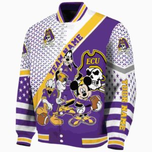 personalized east carolina pirates mickey donald goofy purple white jacket best selling jacketwow