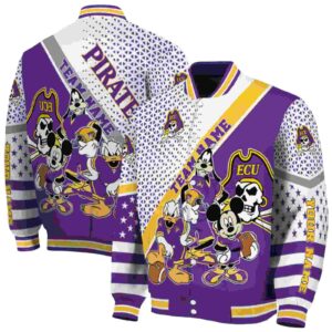 personalized east carolina pirates mickey donald goofy purple white jacket fashion forward jacketwow