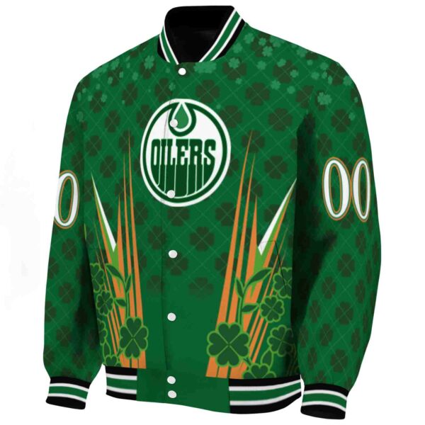 personalized edmonton oilers shamrock pattern green jacket best selling jacketwow