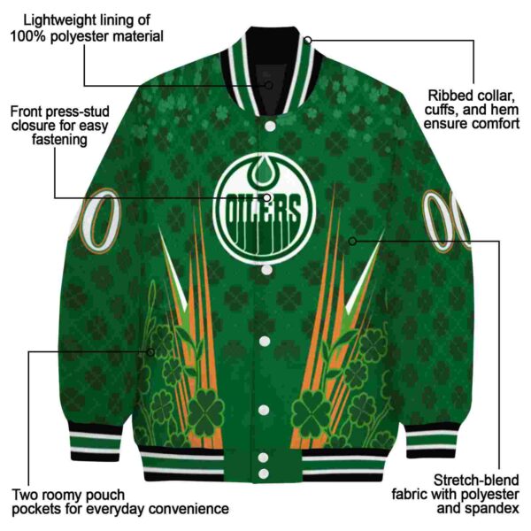 personalized edmonton oilers shamrock pattern green jacket new arrival jacketwow