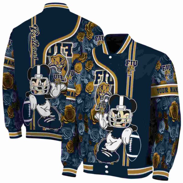 personalized fiu panthers rose mickey blue jacket fashion forward jacketwow