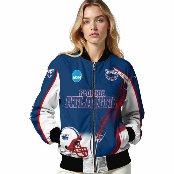 personalized florida atlantic owls flaming football blue white jacket latest model jacketwow