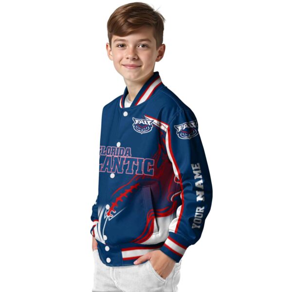 personalized florida atlantic owls flaming football blue white jacket trendy jacketwow