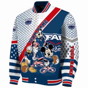 personalized florida atlantic owls mickey donald goofy blue white jacket best selling jacketwow