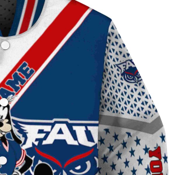 personalized florida atlantic owls mickey donald goofy blue white jacket premium grade jacketwow