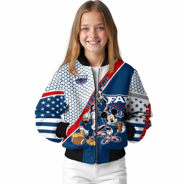 personalized florida atlantic owls mickey donald goofy blue white jacket top rated jacketwow