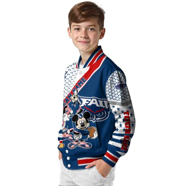 personalized florida atlantic owls mickey donald goofy blue white jacket trendy jacketwow