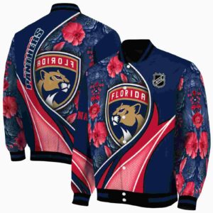 personalized florida panthers floral print red jacket fashion forward jacketwow
