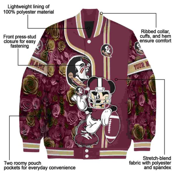 personalized florida state seminoles rose mickey garnet jacket new arrival jacketwow