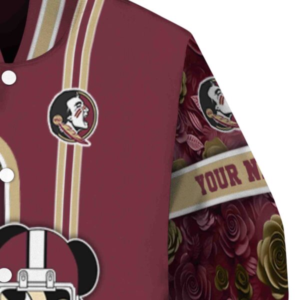 personalized florida state seminoles rose mickey garnet jacket premium grade jacketwow