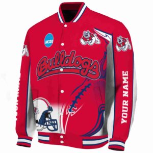 personalized fresno state bulldogs flaming football red white jacket best selling jacketwow