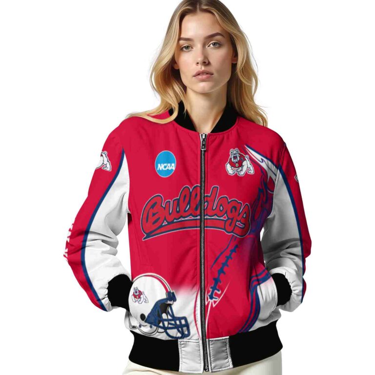 personalized fresno state bulldogs flaming football red white jacket latest model jacketwow