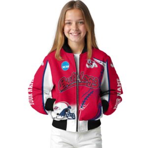 personalized fresno state bulldogs flaming football red white jacket top rated jacketwow