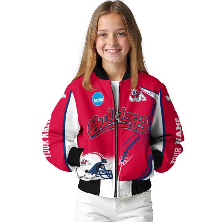 personalized fresno state bulldogs flaming football red white jacket top rated jacketwow