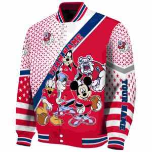 personalized fresno state bulldogs mickey donald goofy red white jacket best selling jacketwow