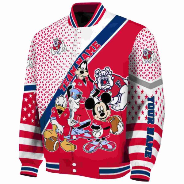 personalized fresno state bulldogs mickey donald goofy red white jacket best selling jacketwow
