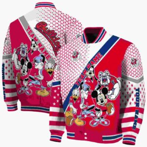 personalized fresno state bulldogs mickey donald goofy red white jacket fashion forward jacketwow