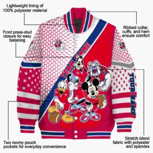 personalized fresno state bulldogs mickey donald goofy red white jacket new arrival jacketwow